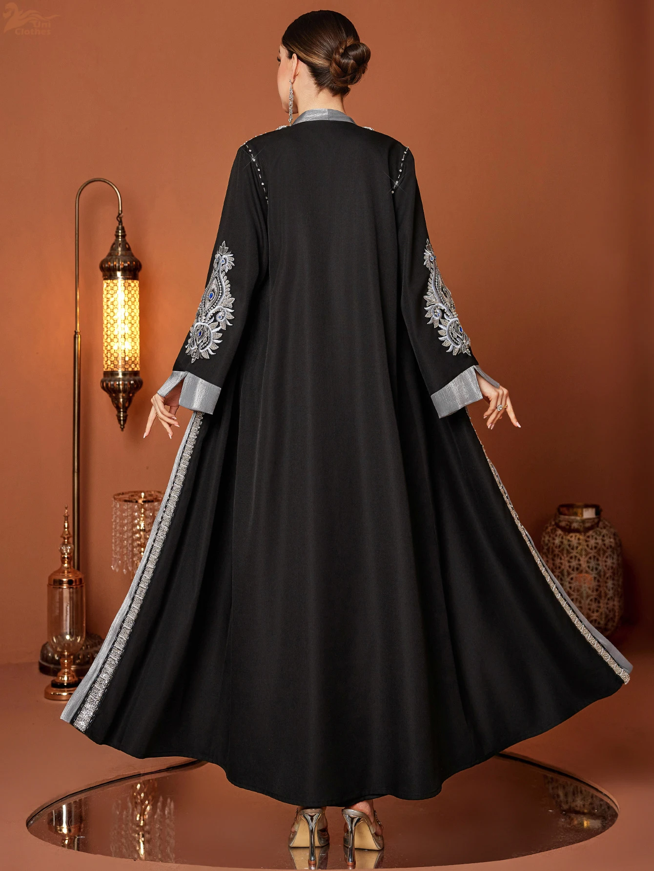 Ramadan Eid Open Abaya Damen Dubai Luxury Fashion Muslim Kimono Dress Kaftan Robe Femme Prayer Clothes Women Clothing Kebaya - Image 3
