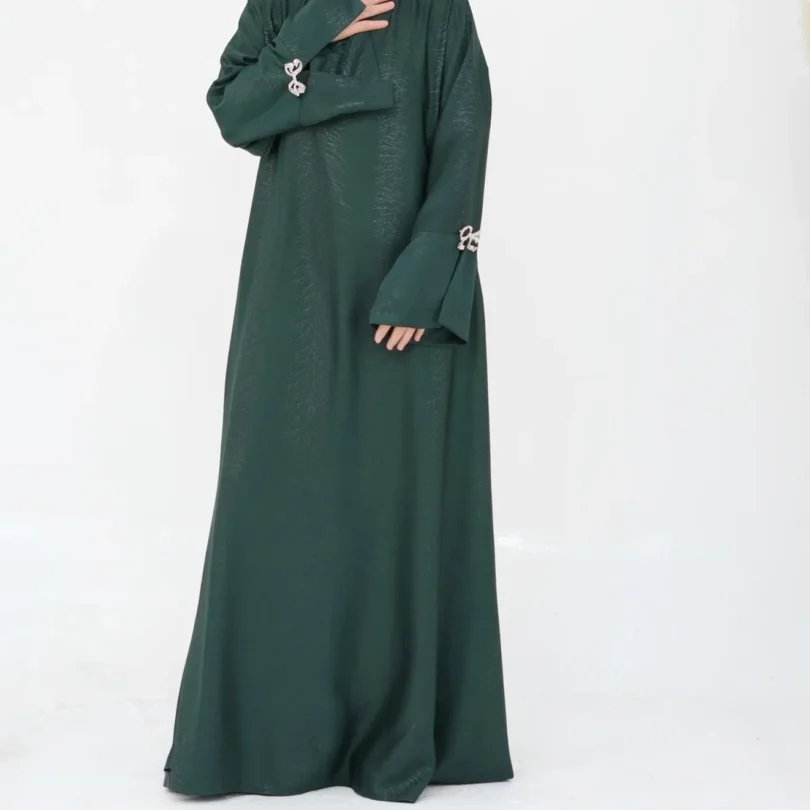 Luxury Dubai Abaya Muslim Women Dress Bow Cuff Black Abayas Female Satin Islam Clothing Ramadan Morocco Long Robe Party Dresses - Image 5