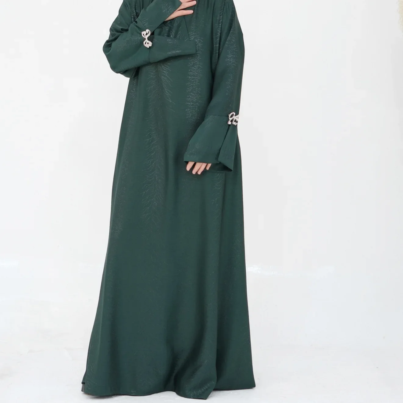 Luxury Dubai Abaya Muslim Women Dress Bow Cuff Black Abayas Female Satin Islam Clothing Ramadan Morocco Long Robe Party Dresses - Image 5