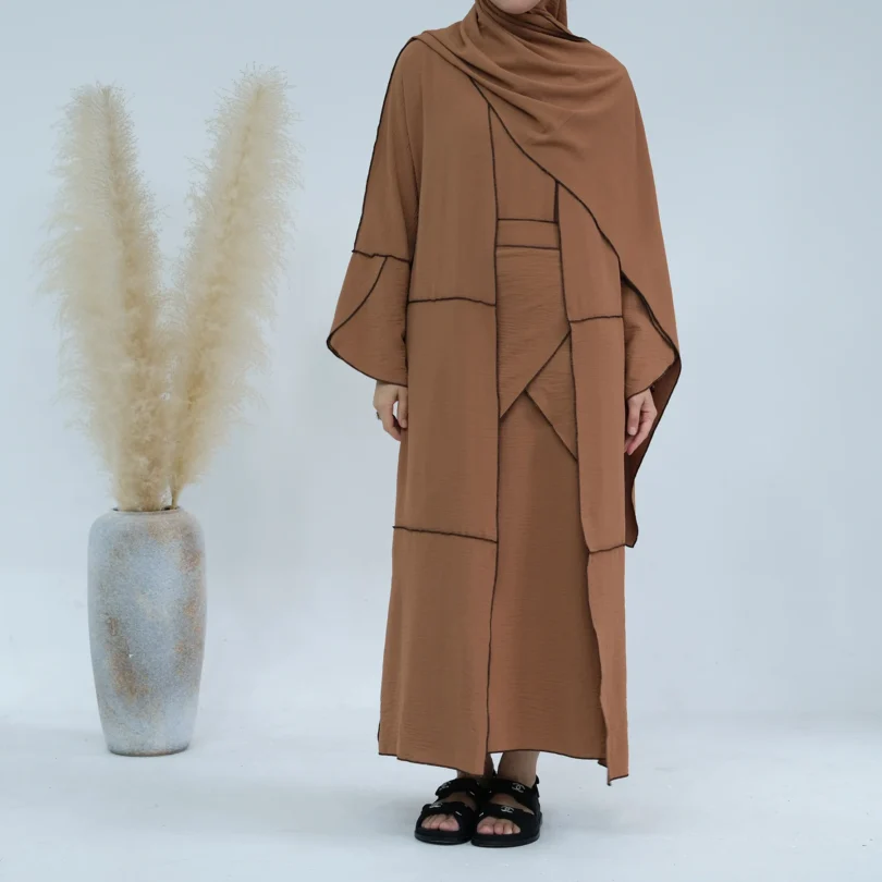 4Pcs Open Abaya Dubai Turkey Islam Arabic Muslim Sets Hijab Prayer Long Dress for Women Robe Suit Kimono Femme Musulmane Ramadan - Image 5