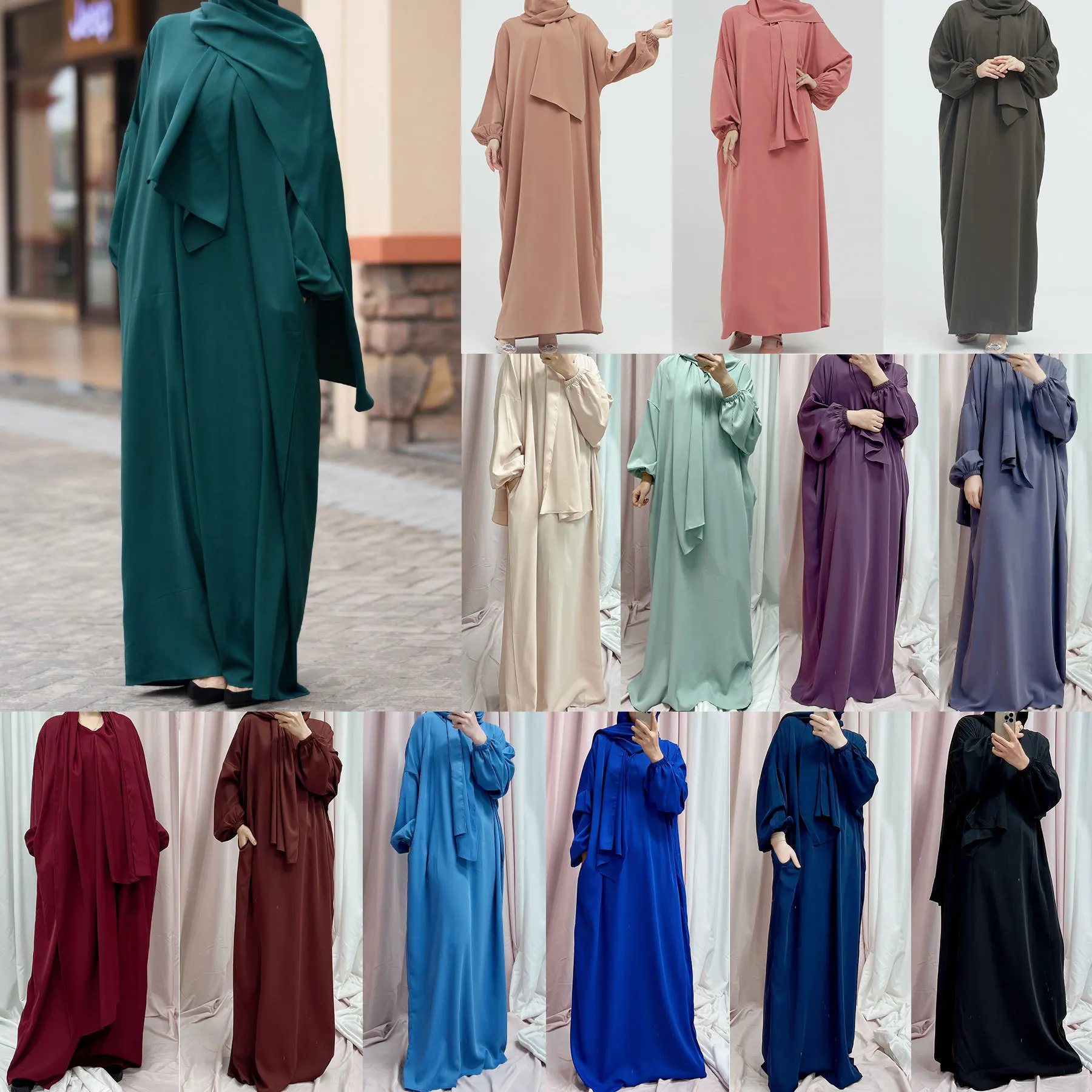Wholesale New Style Abaya Elegent Dubai Modest Jilbab Muslim Women Long Solid Color Fashionable Dress with Hijab Abayas - Image 2