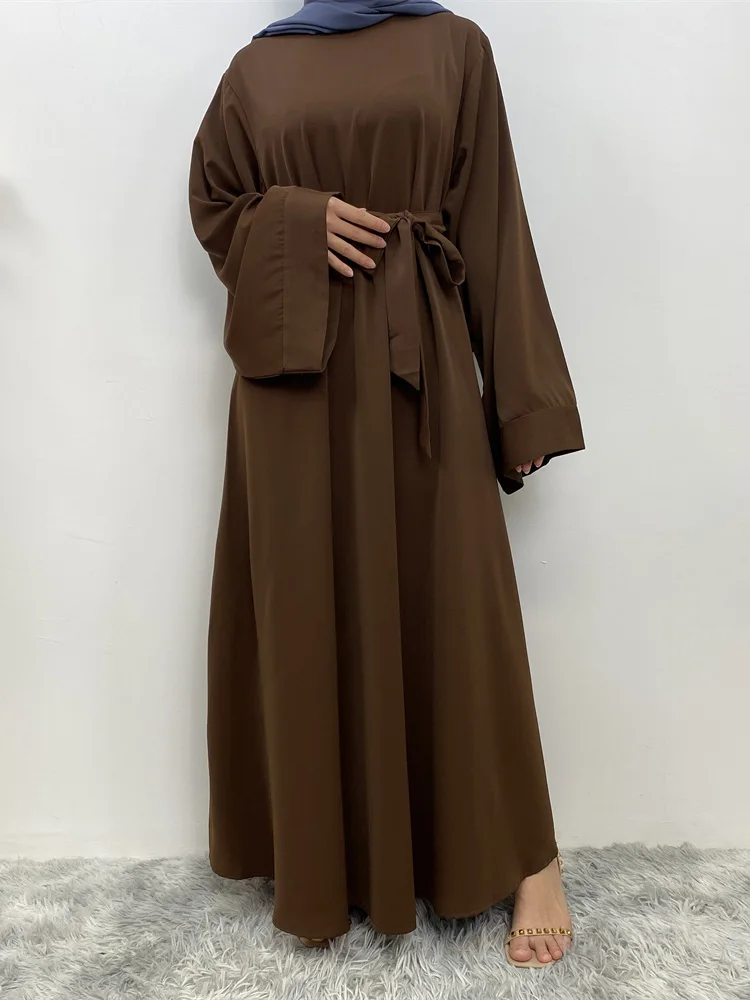 Hot Sell Popular Simple Nida Abaya Long Dress Pure Color A-line Loose Sleeves Dresses Dubai UK Modest Elegant Dress Ramadan - Image 3