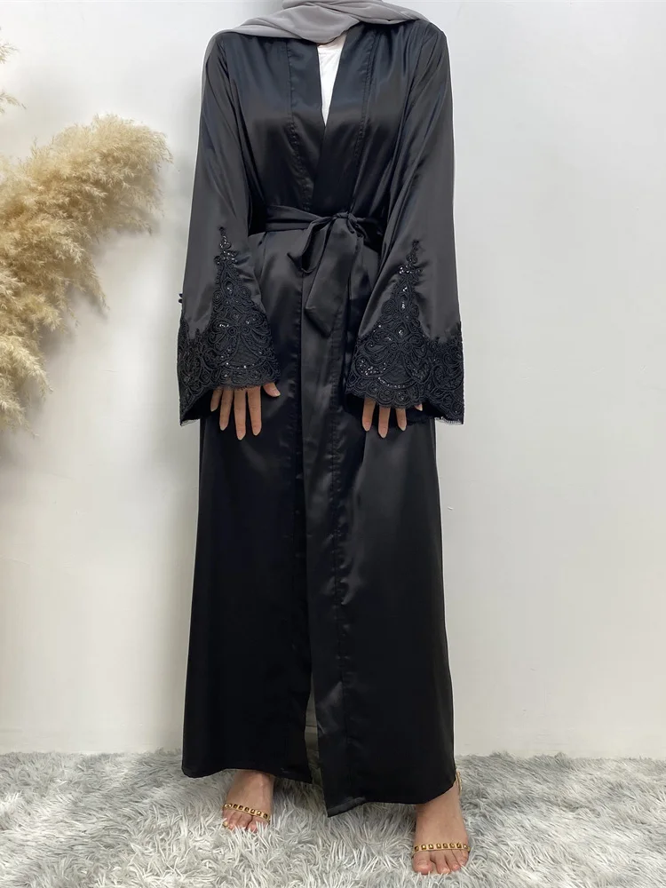 High Quality Black Islamic Abaya Muslim Dubai Women From Turkey Kaftan Fashion African Luxury Eid Robe Satin Elegant Long Dress - Image 6