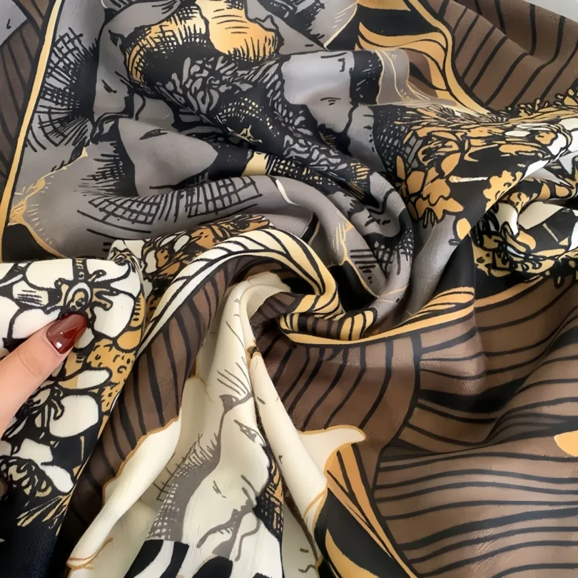 2025 130cm Cotton Linen Floral Leopard Print Square Scarf Women Vintage Sun Shawl All-season Bandana Hijab Versatile Hemming - Image 2
