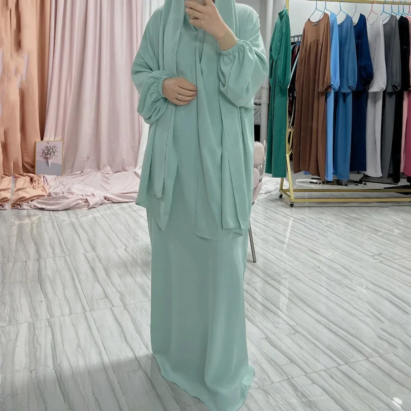 Wholesale New Style Abaya Elegent Dubai Modest Jilbab Muslim Women Long Solid Color Fashionable Dress with Hijab Abayas