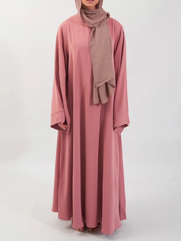 Hot Sell Popular Simple Nida Abaya Long Dress Pure Color A-line Loose Sleeves Dresses Dubai UK Modest Elegant Dress Ramadan - Image 6