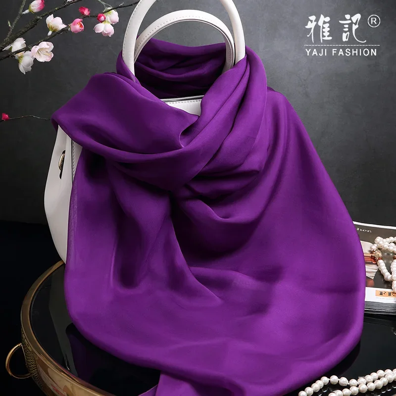 Fimtairah Silk Scarf Women Solid Color Real Soft Long Scarf Spring Autumn Winter Summer 100% Silk Scarf Shawl - Image 5