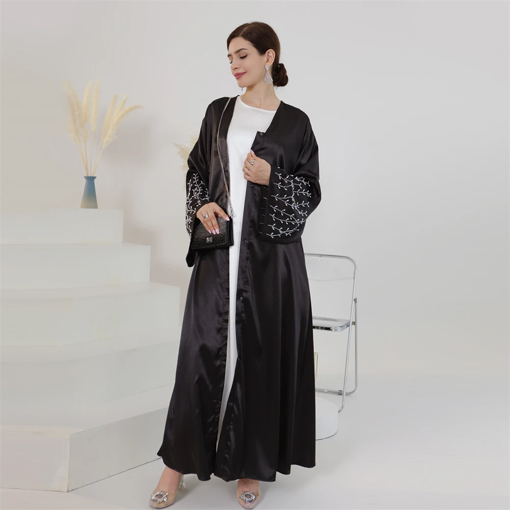 Muslim Beaded Dress Dubai Turkey Kaftan Eid Ramadan Islamic Jalabiya Kimono Cardigan Arabic Open Abayas Femme Musulman Vestidos - Image 5