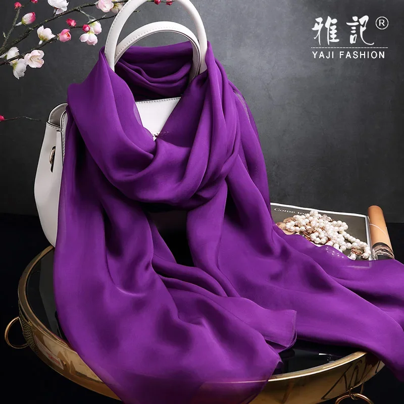Fimtairah Silk Scarf Women Solid Color Real Soft Long Scarf Spring Autumn Winter Summer 100% Silk Scarf Shawl - Image 3