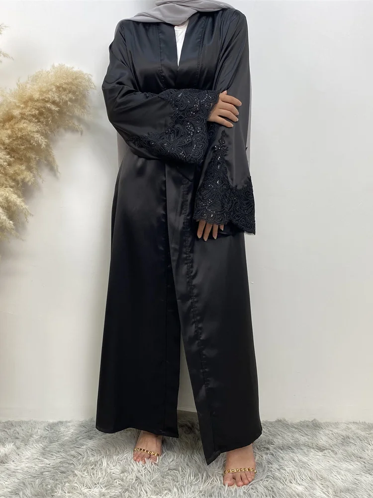High Quality Black Islamic Abaya Muslim Dubai Women From Turkey Kaftan Fashion African Luxury Eid Robe Satin Elegant Long Dress - Image 5