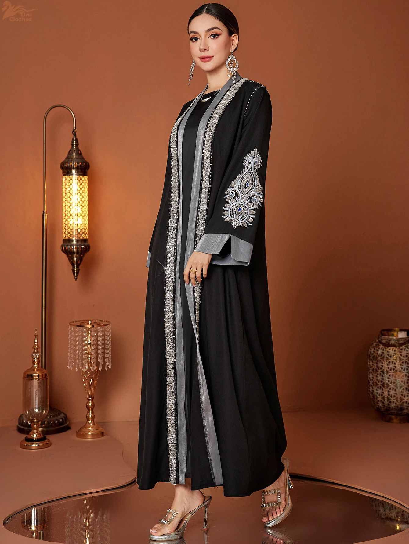 Ramadan Eid Open Abaya Damen Dubai Luxury Fashion Muslim Kimono Dress Kaftan Robe Femme Prayer Clothes Women Clothing Kebaya - Image 4