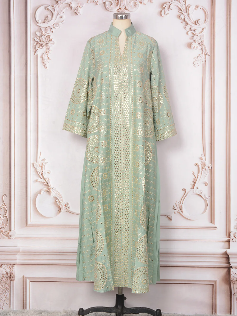 Eid Muslim Embroidery Dress for Women Sequins Party Long Robe Abaya Kaftan Arab Ramadan Morocco Dubai Vestidos Jalabiya 2025 - Image 4