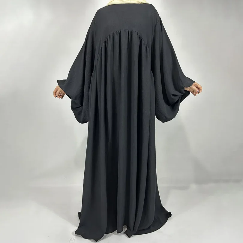 New Balloon Sleeve Abaya Jazz Crepe Wide Bottom Loose EID Ramadan Dubai Muslim Woman Wholesale Islamic Clothing Modest Dress - Image 5