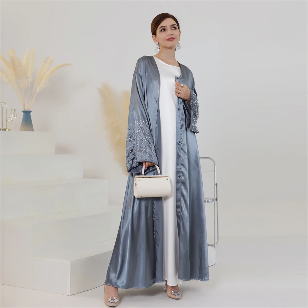 Muslim Beaded Dress Dubai Turkey Kaftan Eid Ramadan Islamic Jalabiya Kimono Cardigan Arabic Open Abayas Femme Musulman Vestidos - Image 3