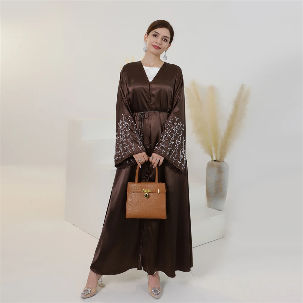 Muslim Beaded Dress Dubai Turkey Kaftan Eid Ramadan Islamic Jalabiya Kimono Cardigan Arabic Open Abayas Femme Musulman Vestidos - Image 2
