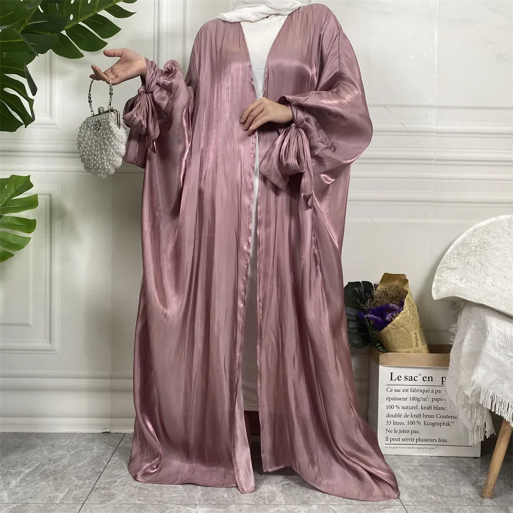 UNI Muslim Open Front Abaya Women Jilbabs Loose Sleeve Lace Up Wearout Kaftans Prayer Cardigan Coat Islamic Clothing - Image 2