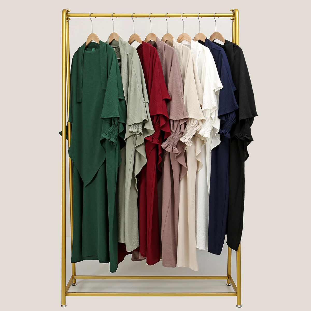 2PCS/set Muslim Robe Modest Abayas for Woman Ramadan Burqa Robe Overhead Hijab Muslim Arab Clothes Ramadan Prayer Dress - Image 5