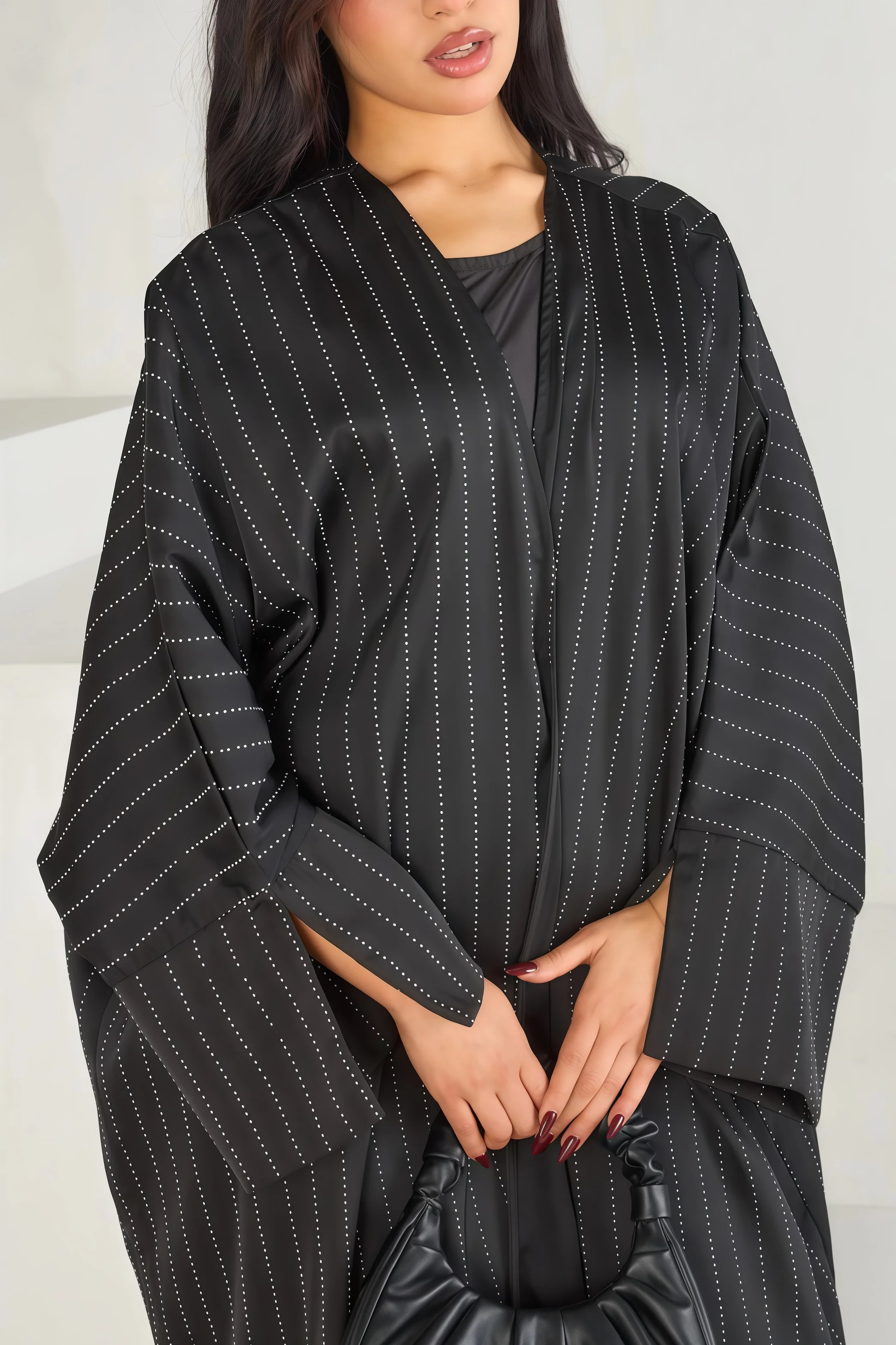 2025 New Muslim Abaya Black Rhinestone Striped Long Cardigan Loose Fit Elegant Modest Islam Outerwear for Women Premium Sparkle - Image 5