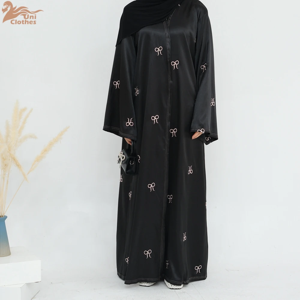 Ramadan Dubai Black Muslim Cardigan for Women Butterfly Embroidery Open Abaya Dress Luxury Islam Party Turkey Modest Kaftan Robe - Image 6