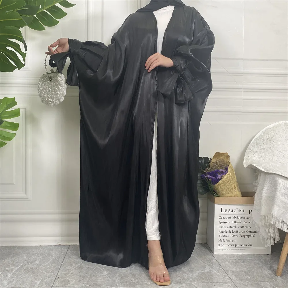 UNI Muslim Open Front Abaya Women Jilbabs Loose Sleeve Lace Up Wearout Kaftans Prayer Cardigan Coat Islamic Clothing - Image 6
