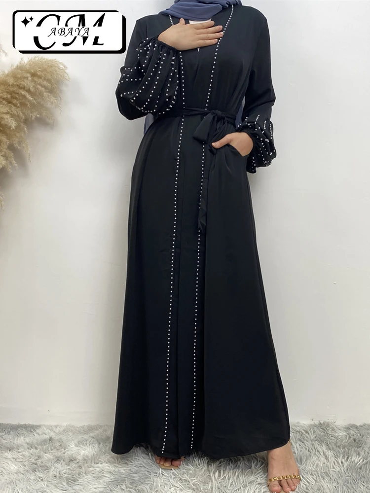 High Quality New Women Abaya Muslim Dresses Black Long Robe Islamic Fashion Solid Color Ramadan Clothing Classic Simple Kimono